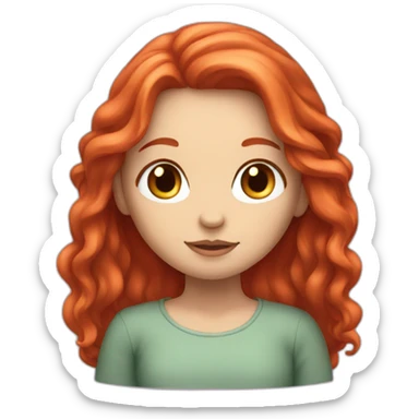 A shy white girl with long red hair sticker