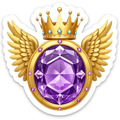 Big complex amethyst stone award-in-frame-decorated-with-big-golden-angel--wings and crown sticker