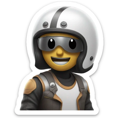 a motorbike helmet with eyes smiling sticker