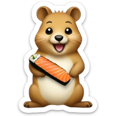 skinny happy quokka smile with sushi sticker