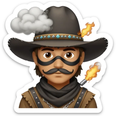 a bandito with smoke covering him sticker