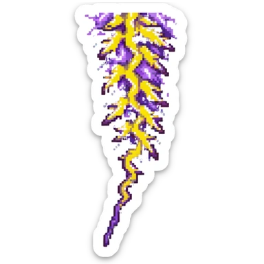 purple lightning striking downward, small sparkles sticker