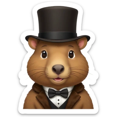 Capybara wearing a top hat sticker