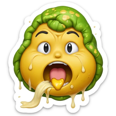 puking face, classic yellow emoji style, wide open mouth sticker
