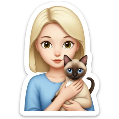 girl holding siamese cat sticker