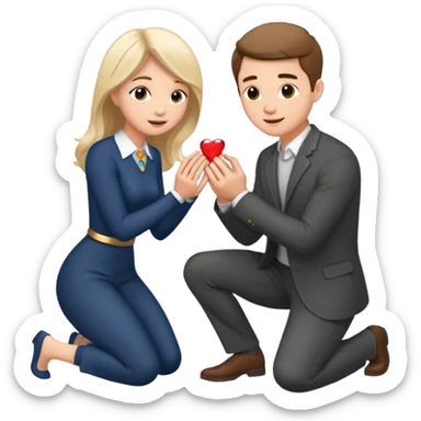 A man proposing to a woman sticker