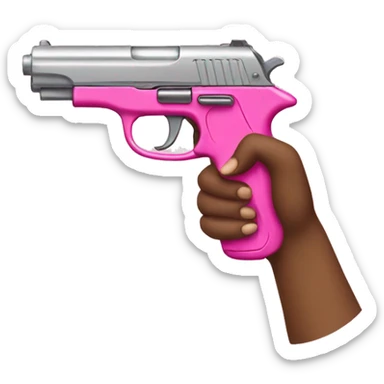 Girl hand holding pink gun sticker