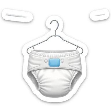 a single white regular diaper hanged on a wired hanger sticker
