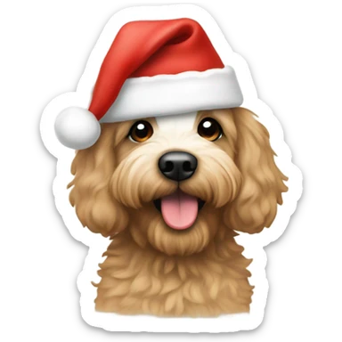Bernadoodle with Santa hat sticker