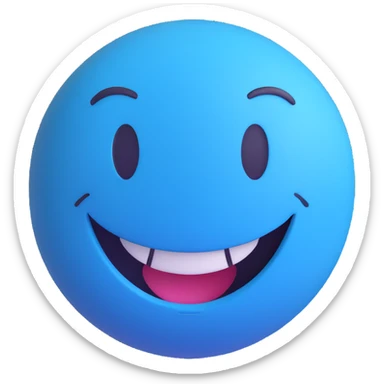 blue smiley face laughing, Microsoft Fluent style sticker