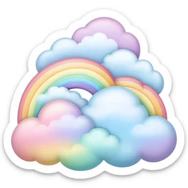  pastel rainbow puffy landscape  sticker