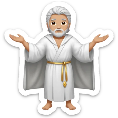 fullbody silverhair god ZEUS, white robe over shoulder, armsdown sticker