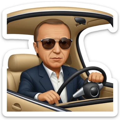 Recep Tayyip Erdoğan araba kullanıyor sticker