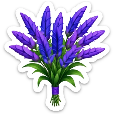 luxuriant, big bouquet Lobelia, stem, leaf, natural, realistic  sticker