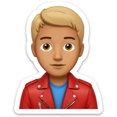 Motorbiker man with red leather jacket sticker