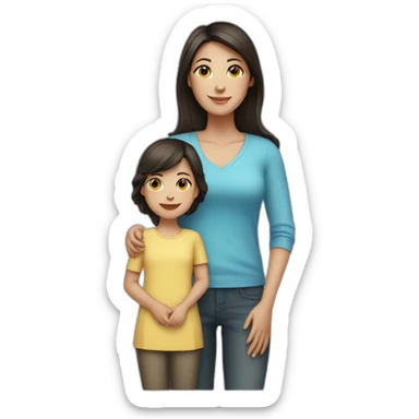 mother and child with dark hair5 and white skin full length sticker