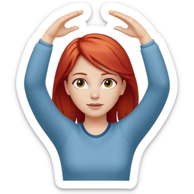 A white girl with red hair holding her arms up  sticker