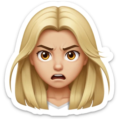 blonde girl with brown eyes and long hair angry sticker