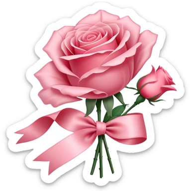 "Lush Blush Red roses wrapped in a silky Rose Quartz ribbon, their beauty enhanced by a fluttering Carnation Pink butterfly. The scene radiates romance and grace." sticker