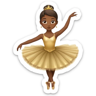 dark-skinned ballerina with golden tutu in classic pose sticker
