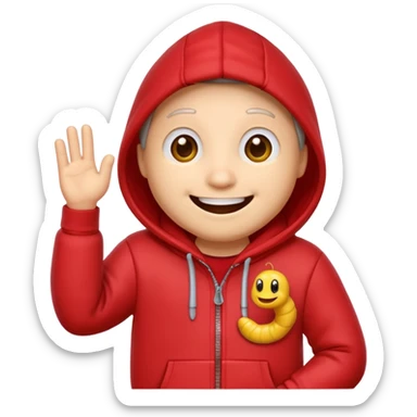 worm in a red hoodie sticker