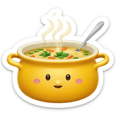 yellow pot with soup sticker
