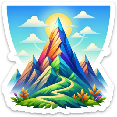 "Generate an inspiring emoji for spiritual growth. Upward arrows, growing plants, ascending light, mountain peaks, or transformation symbols. No human figures - focus on growth, progress, and spiritual elevation through abstract shapes." sticker