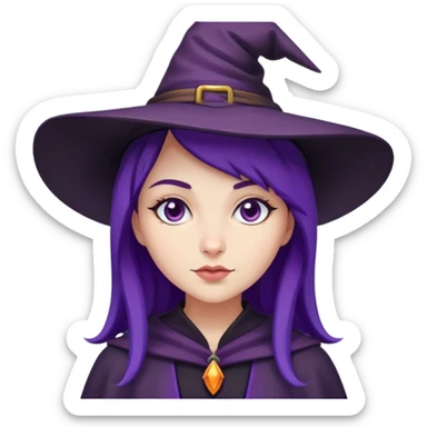 purple hat young witch sticker