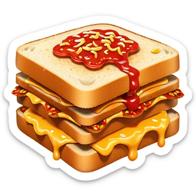 extra spicy sucuk sandwich object icon, crispy toasted bread, lots of spicy sucuk slices, dripping melted cheese, hot chili sauce, red pepper flakes, spicy steam effect, 3D cartoon, mobile game icon style, clean background, no text, no watermark
 sticker