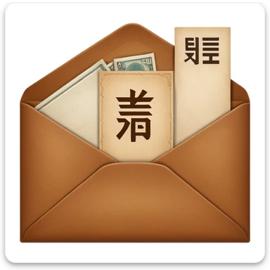 traditional brown salary envelope with Korean text '월급' sticker