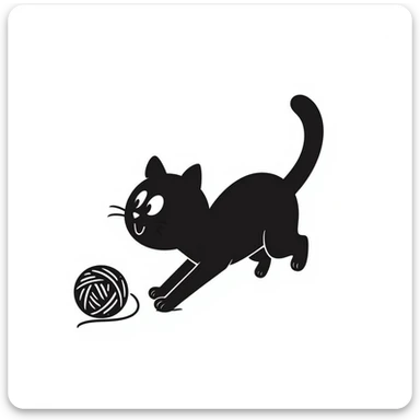 A cat chasing a ball that looks like the uploaded image sticker