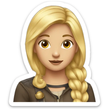 Girl with blonde hear on the horse sticker