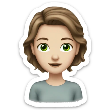 white girl blue green eyes brown hair  sticker