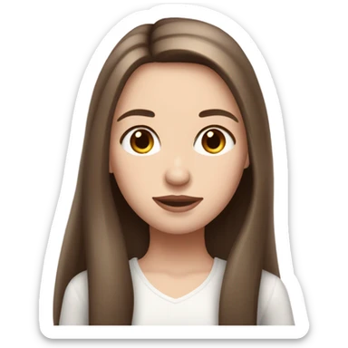 pink Parisian brunette girl long straight hair and brown eyes and pale skin  sticker