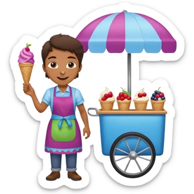 Vendor + berry cart,Ice Cream Vendor. sticker