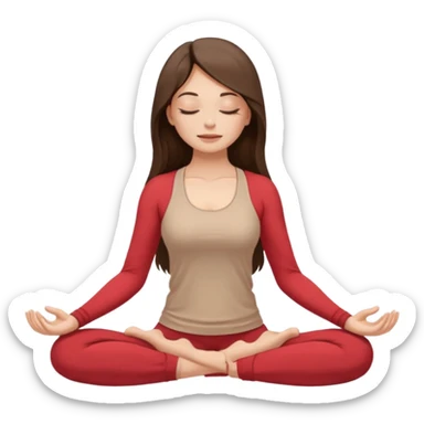 Девушка брюнетка с длинными волосами, закрытыми глазами занимается йогой. Картинка должна были в цветах: бежевый, бледно коасгый и коричневый sticker