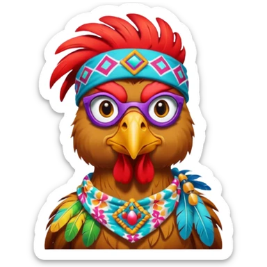hippie rooster sticker