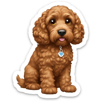 brownish orange cockapoo dog with white feet sticker