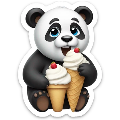 Panda eating ice cream sticker