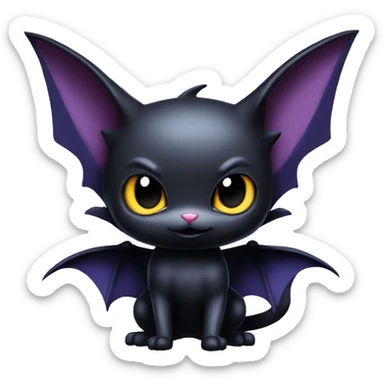 Cool Cute Edgy Dark Black Batty Chibi Noibat-Cat-Pokémon-Fakémon-hybrid sticker