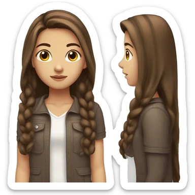 teenage girl with long brown hair and brown eyes sticker