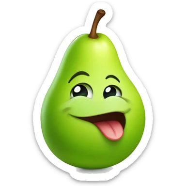 Green Cute pear with tongue sticker
