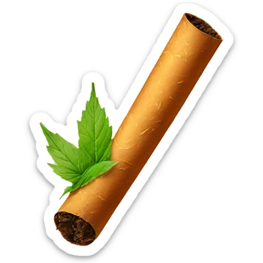 Brown cigarette with green tobacco inside sticker