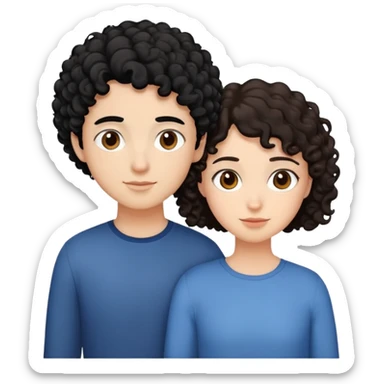Two friends, one with black curly hair, the second hair is short and brown and they are next to each other sticker