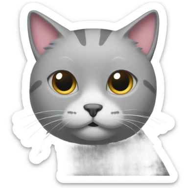 Grey cat with pale pink confetti sticker