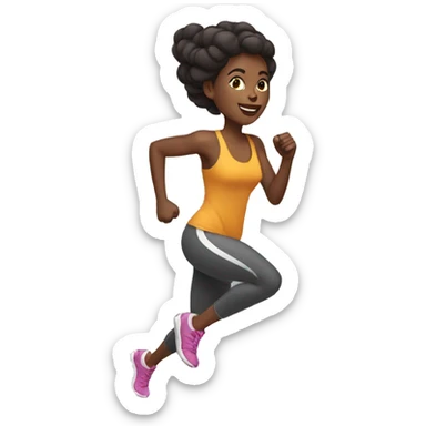 African American woman running sticker