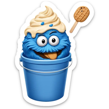 Bucket of Cookie monster ice cream sticker