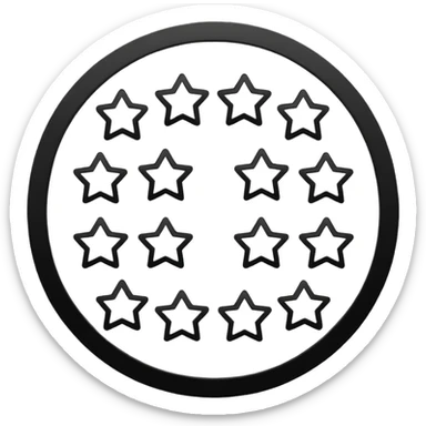 Can u make a emoji with 15 stars in a circle no face no nothin just lines and nothing in the middle and the stars have nothing it in too just lines black and white no face  sticker
