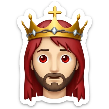 Christ on the cross with the crown of thorns and the blood on him sticker