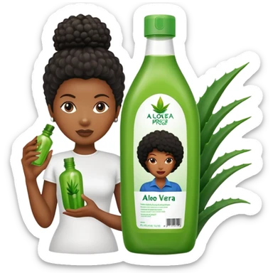 Bottle of Aloe Vera Pre-Poo. The label on the bottle should have a picture of a black woman with afro holding aloe. vera leaf. sticker